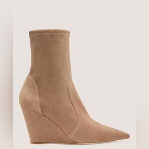 Stuart Weitzman Wedge 85 Sock Bootie in Cashmere Suede Stretch - NWT